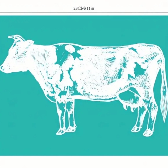 Reusable Self Adhesive Silk Screen Cow Farmhouse Stencil Like Chalk Couture - Picture 1 of 1